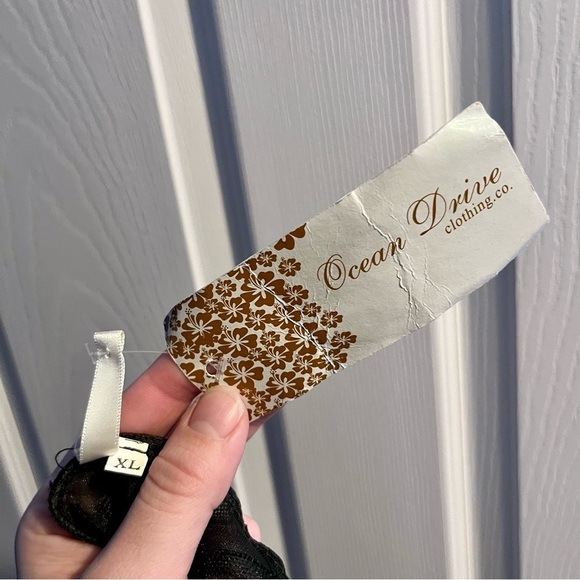 NWT Ocean Drive Black long Dress maxi sheer evening plaid Women Small elegant - Picture 9 of 11